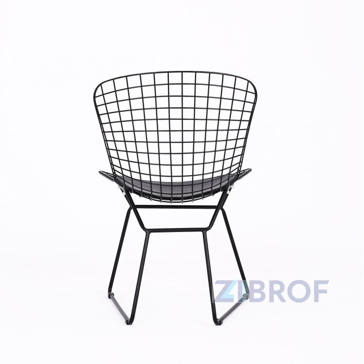 Bertoia металлический черный с черной подушкой из экокожи