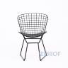 Bertoia металлический черный с черной подушкой из экокожи