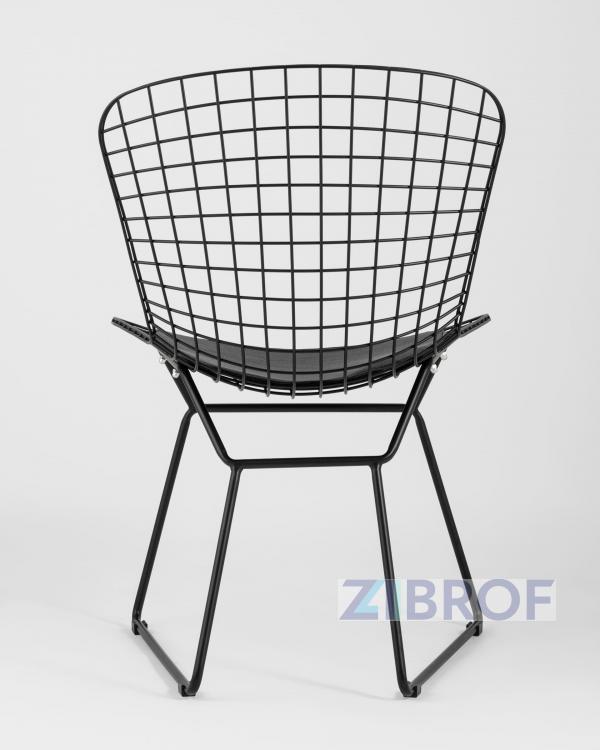 Bertoia металлический черный с черной подушкой из экокожи