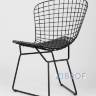 Bertoia металлический черный с черной подушкой из экокожи