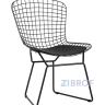 Bertoia металлический черный с черной подушкой из экокожи