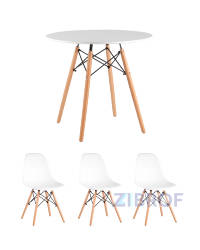 Eames D80, 3 стула Eames DSW белые