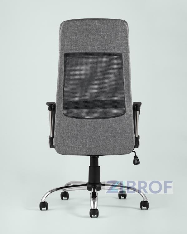 Компьютерное кресло TopChairs Bonus офисное серое в обивке из текстиля и сетки, механизм качания Top Gun пятилучье