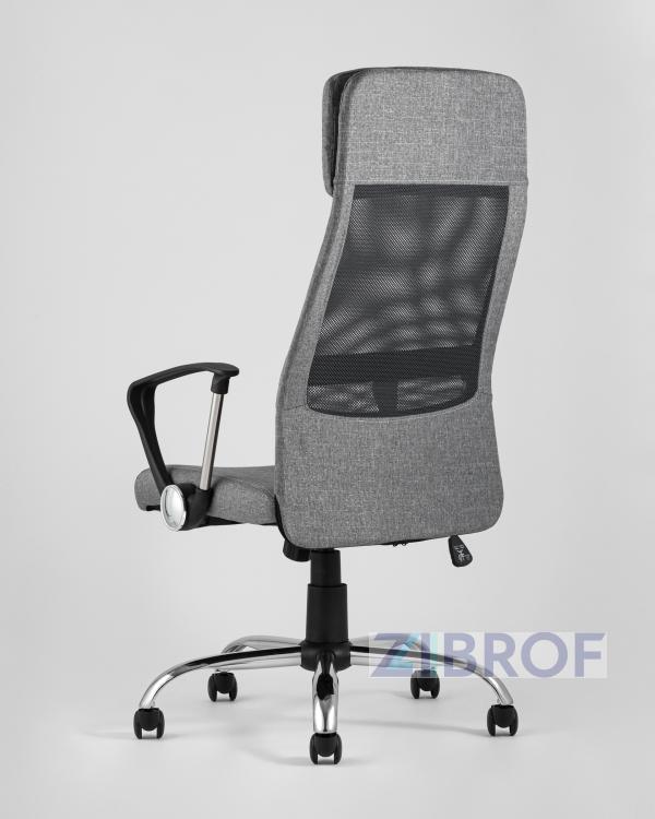 Компьютерное кресло TopChairs Bonus офисное серое в обивке из текстиля и сетки, механизм качания Top Gun пятилучье