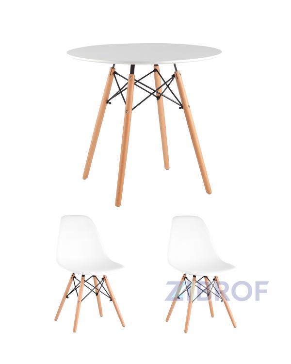 Eames D80, 2 стула Eames DSW белые