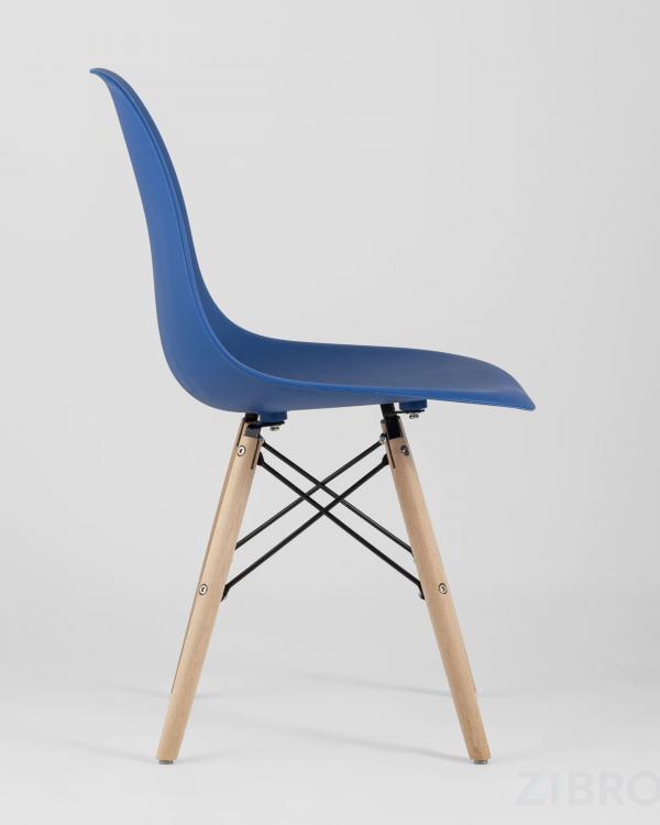 Стул Eames DSW синий пластиковый, сталь, натуральный массив бука, 4 шт.