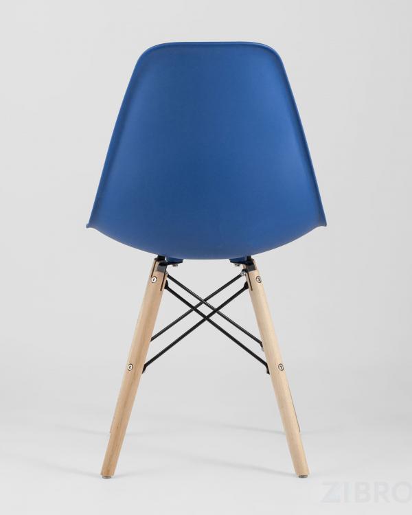 Стул Eames DSW синий пластиковый, сталь, натуральный массив бука, 4 шт.