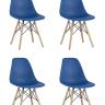 Стул Eames DSW синий пластиковый, сталь, натуральный массив бука, 4 шт.