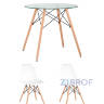 Eames D80 стеклянный, стулья Eames DSW белые
