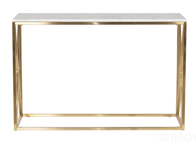 Консоль искусственный белый мрамор Pearl White/матовое золото