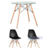 Eames диаметр стола 80 см, столешница стекло, 2 стула Eames черные