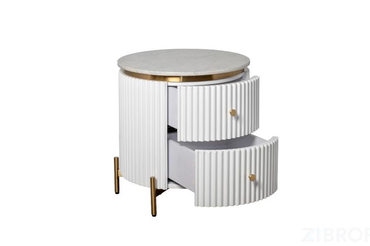 77IP-GD009-TUMB/1 Тумбочка 2 ящика с мраморной столешницей d51*55см