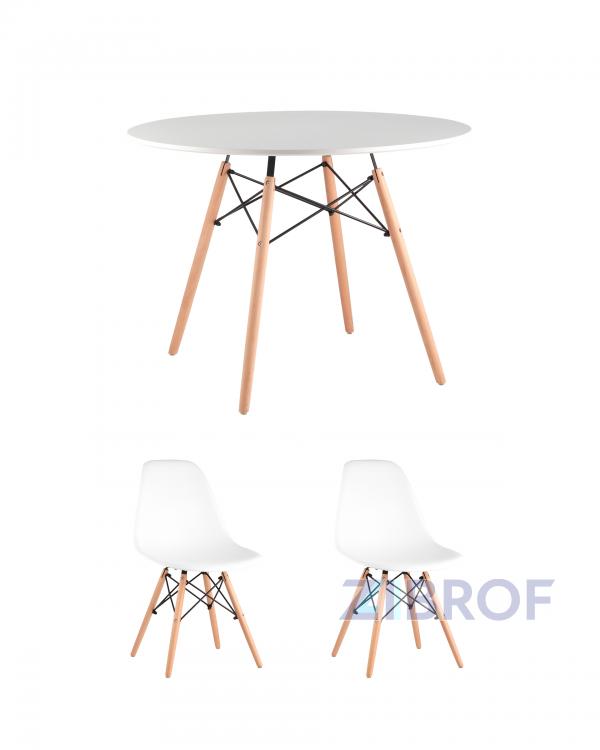 Eames D100, 2 стула Eames DSW белый