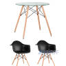 Eames стол стеклянный D80, 2 стула Eames DAW черные