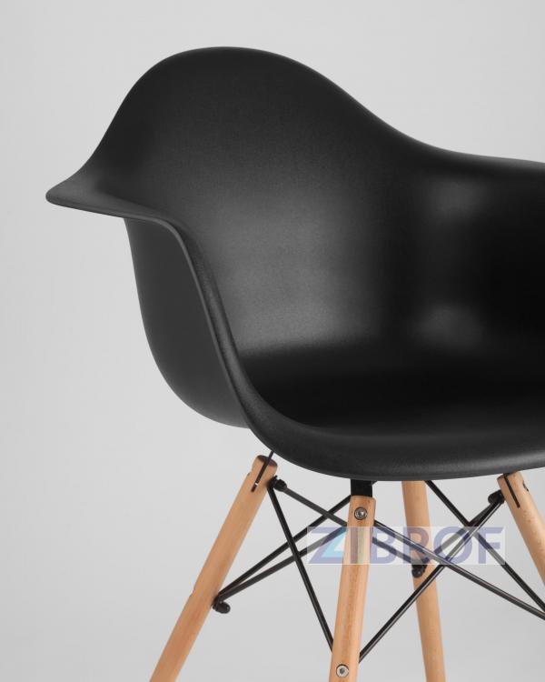 Eames стол стеклянный D80, 2 стула Eames DAW черные