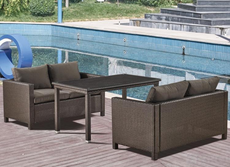 Обеденный комплект плетеной мебели с диванами T256A/S59A-W53 Brown