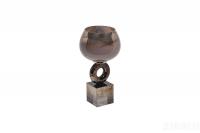 71PN-3114 Подсвечник стеклянный дымчатый  d13*28см