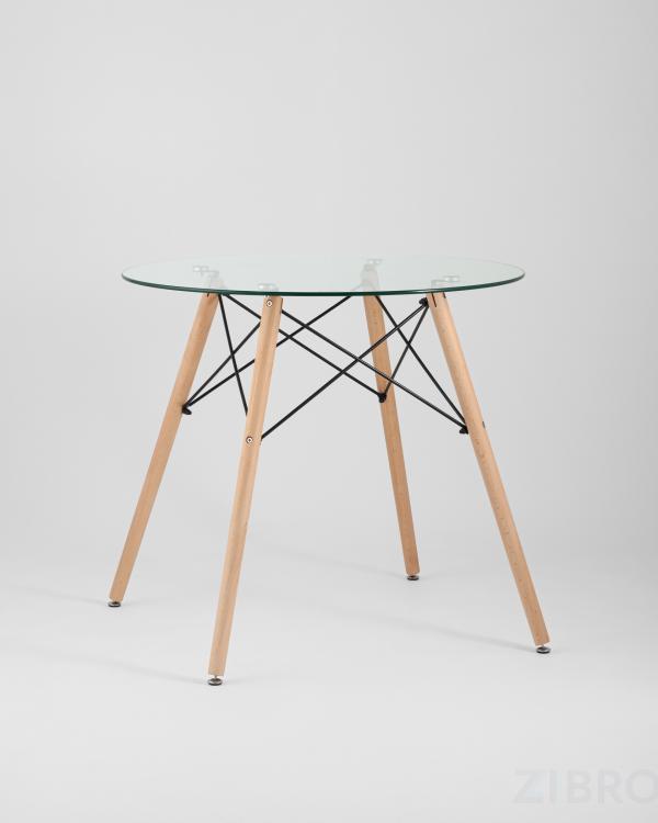 Стол обеденный EAMES DSW стеклянный, диаметр 80 см