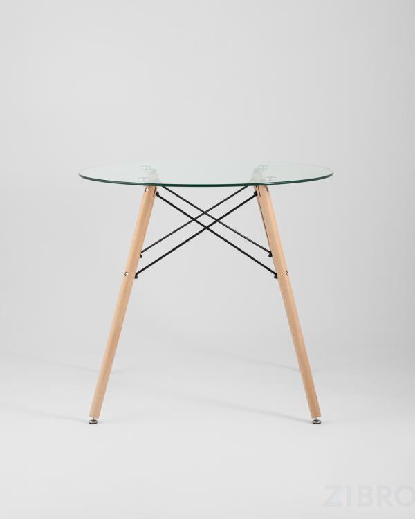 Стол обеденный EAMES DSW стеклянный, диаметр 80 см