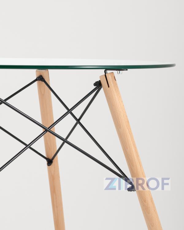 Стол обеденный EAMES DSW стеклянный, диаметр 80 см