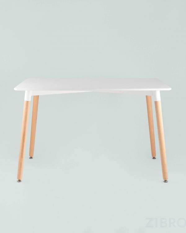 Стол Oslo Rectangle WT белый, столешница МДФ, деревянные ножки
