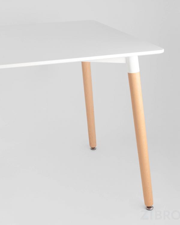 Стол Oslo Rectangle WT белый, столешница МДФ, деревянные ножки