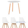 Eames DST, диаметр стола 80 см, 3 стула Frankfurt белые