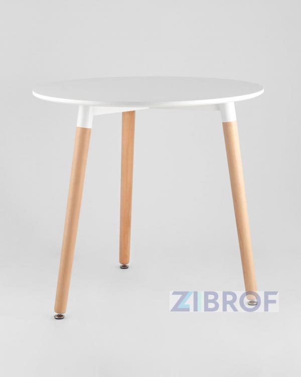 Eames DST, диаметр стола 80 см, 3 стула Frankfurt белые