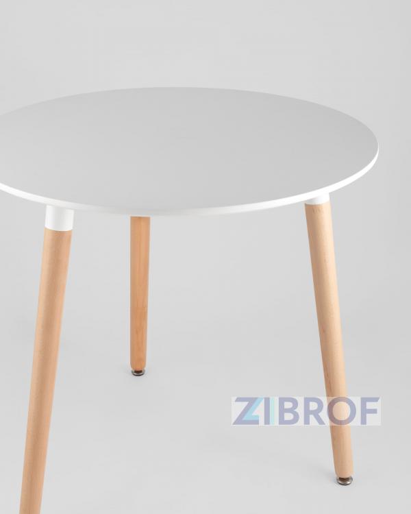 Eames DST, диаметр стола 80 см, 3 стула Frankfurt белые
