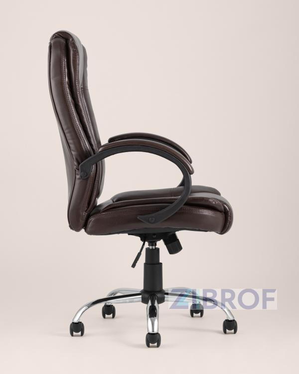 Компьютерное кресло TopChairs Atlant офисное коричневое обивка экокожа, механизм качания Top Gun коричневый