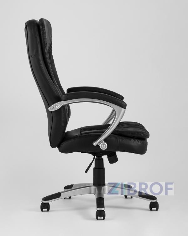 Компьютерное кресло TopChairs Control офисное черное обивка экокожа, механизм качания Top Gun