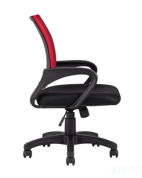 Компьютерное кресло TopChairs Simple офисное красное в обивке из текстиля с сеткой, механизм качания Top Gun
