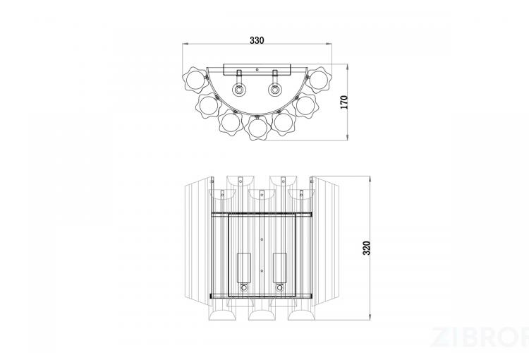 20MB3451-2AMBER Бра стекло янтарного цвета 32*33*32см