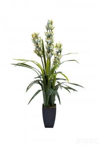29BJ-911-33 Орхидея CYMBIDIUM белая искусственная в горшке h110 см
