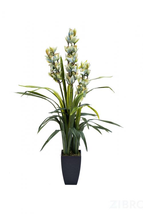 29BJ-911-33 Орхидея CYMBIDIUM белая искусственная в горшке h110 см