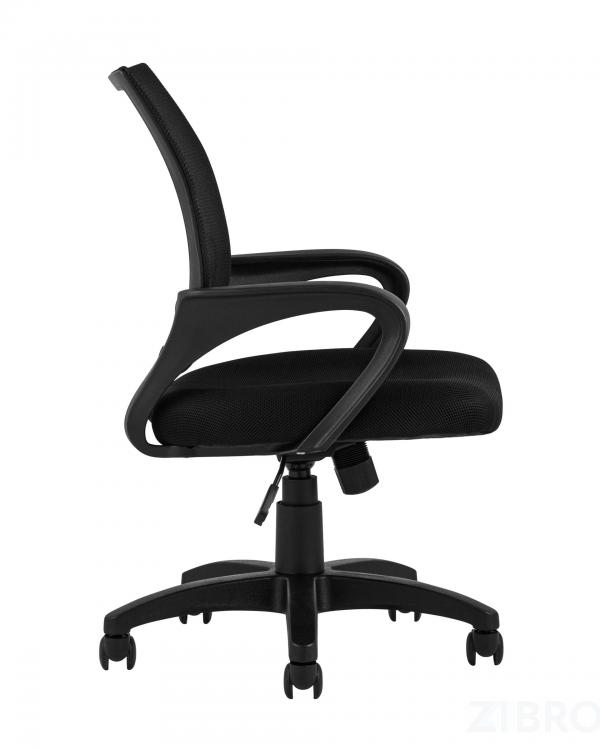 Компьютерное кресло TopChairs Simple офисное черное в обивке из текстиля с сеткой, механизм качания Top Gun