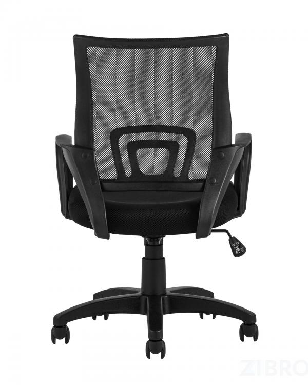 Компьютерное кресло TopChairs Simple офисное черное в обивке из текстиля с сеткой, механизм качания Top Gun