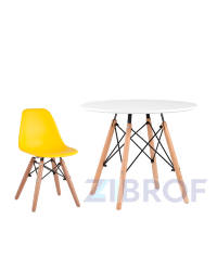 Комплект мебели детский стол Eames белый, 1 желтый стульчик