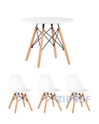 Комплект детский Eames стол и 3 стула белые