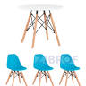 Комплект мебели детский стол Eames белый, 3 стула голубые