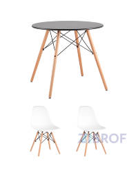 Eames D80 черный, 2 стула Eames DSW белые