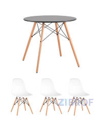 Eames D80 черный, 3 стула Eames DSW белые