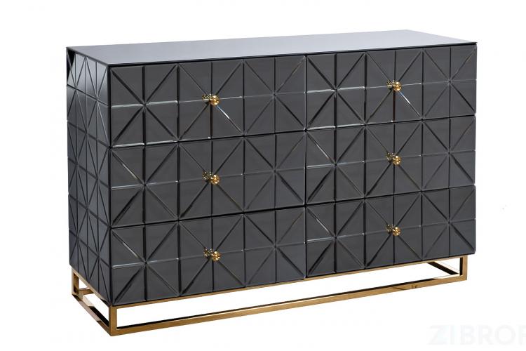 KFG126 Комод с матовой зерк. отделкой 6 ящиков 129*46*86см