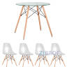 Eames D80 стол стеклянный, четыре стула прозрачные