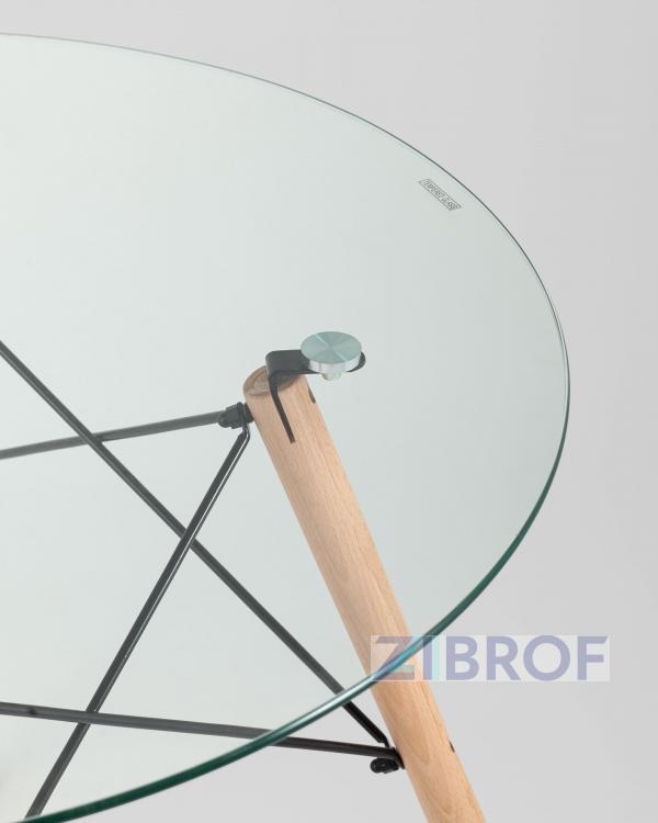 Eames D80 стол стеклянный, четыре стула прозрачные