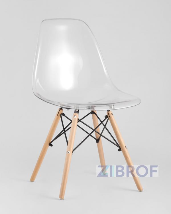 Eames D80 стол стеклянный, четыре стула прозрачные