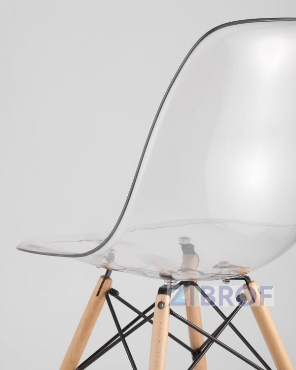 Eames D80 стол стеклянный, четыре стула прозрачные