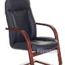 офисное Бюрократ T-9923WALNUT-AV/BL на полозьях низкая спинка черный обивка кожа каркас металл