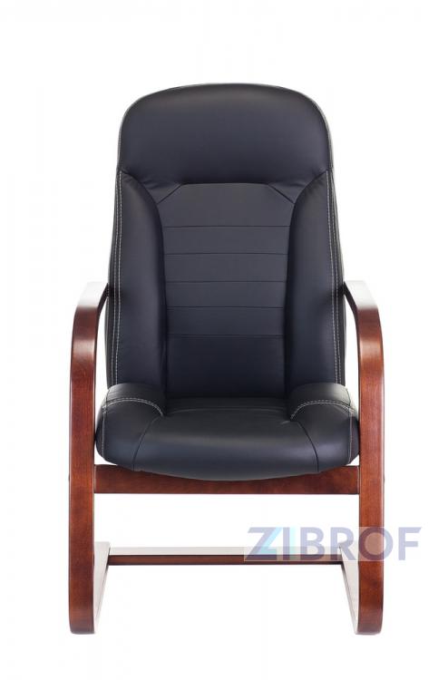 офисное Бюрократ T-9923WALNUT-AV/BL на полозьях низкая спинка черный обивка кожа каркас металл