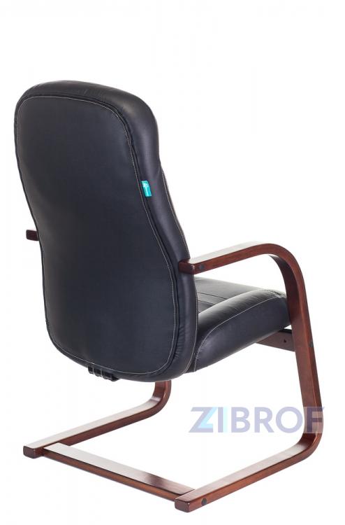 офисное Бюрократ T-9923WALNUT-AV/BL на полозьях низкая спинка черный обивка кожа каркас металл